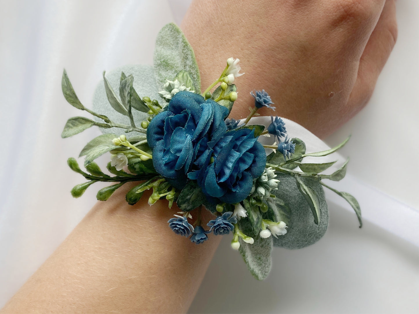 Dusty Blue Wrist Corsage