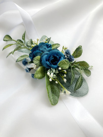 Dusty Blue Wrist Corsage