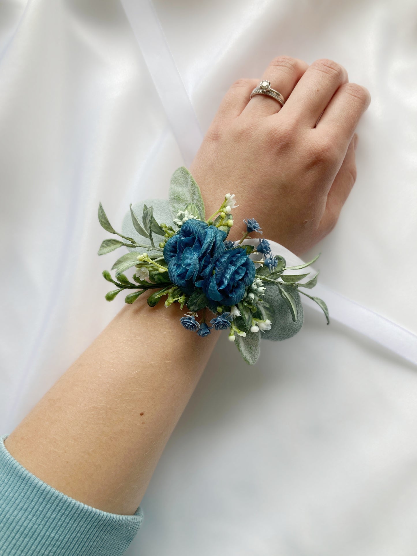 Dusty Blue Wrist Corsage