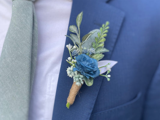 Indigo Blue Rose Magnetic Clip-On Boutonniere