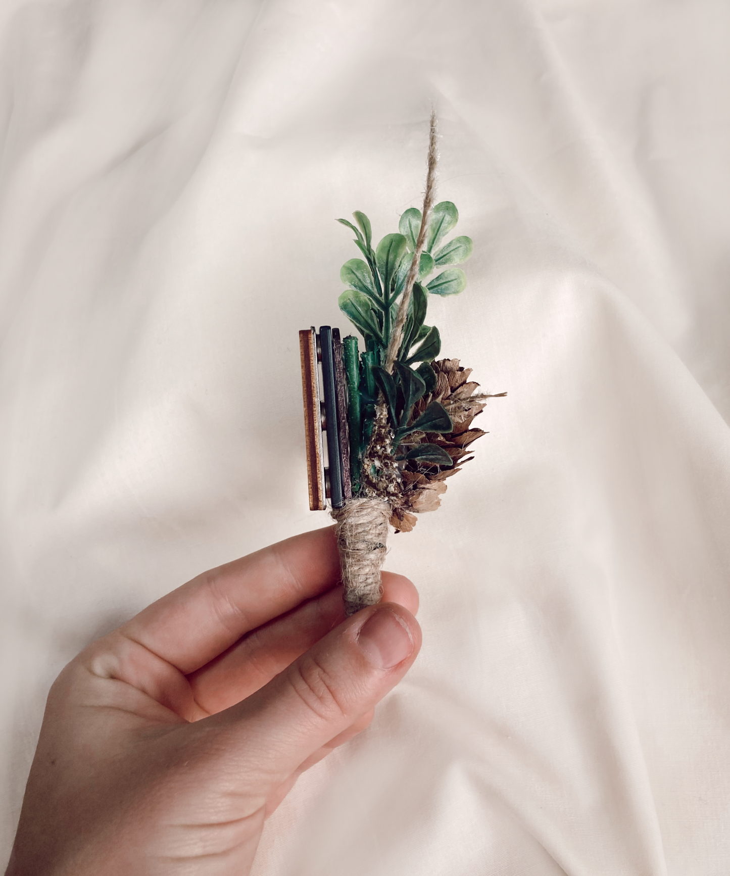 Double Pinecones with Greenery Magnetic Clip-On Boutonniere