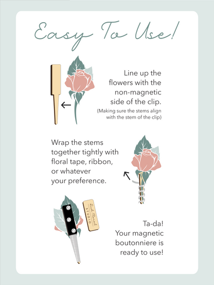 Magnetic Boutonniere Clip, Pinless Clip-On Boutonniere Maker with Strong Holding Magnets