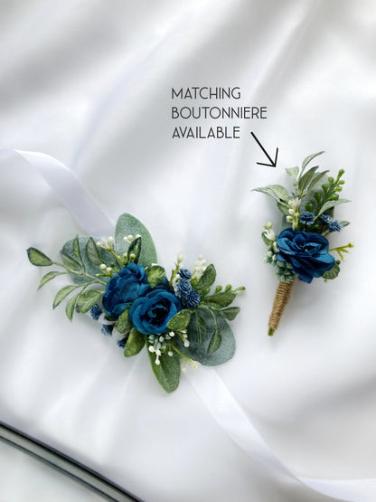 Dusty Blue Wrist Corsage