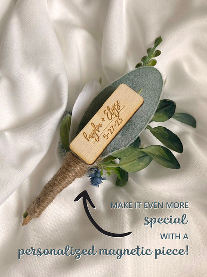 Pinecone with Baby's Breath Magnetic Clip-On Boutonniere