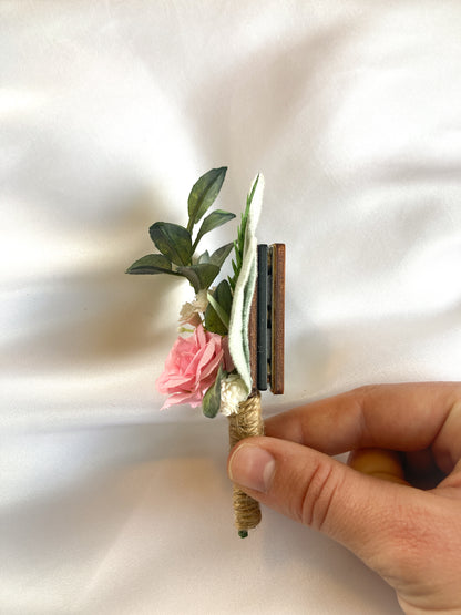 Light Pink Rose Magnetic Clip-On Boutonniere