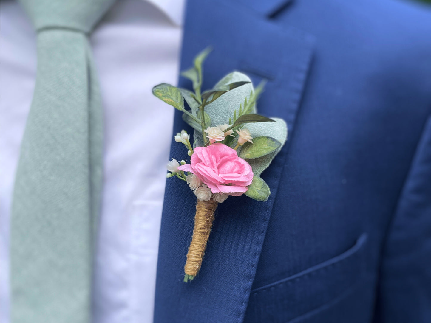 Light Pink Rose Magnetic Clip-On Boutonniere