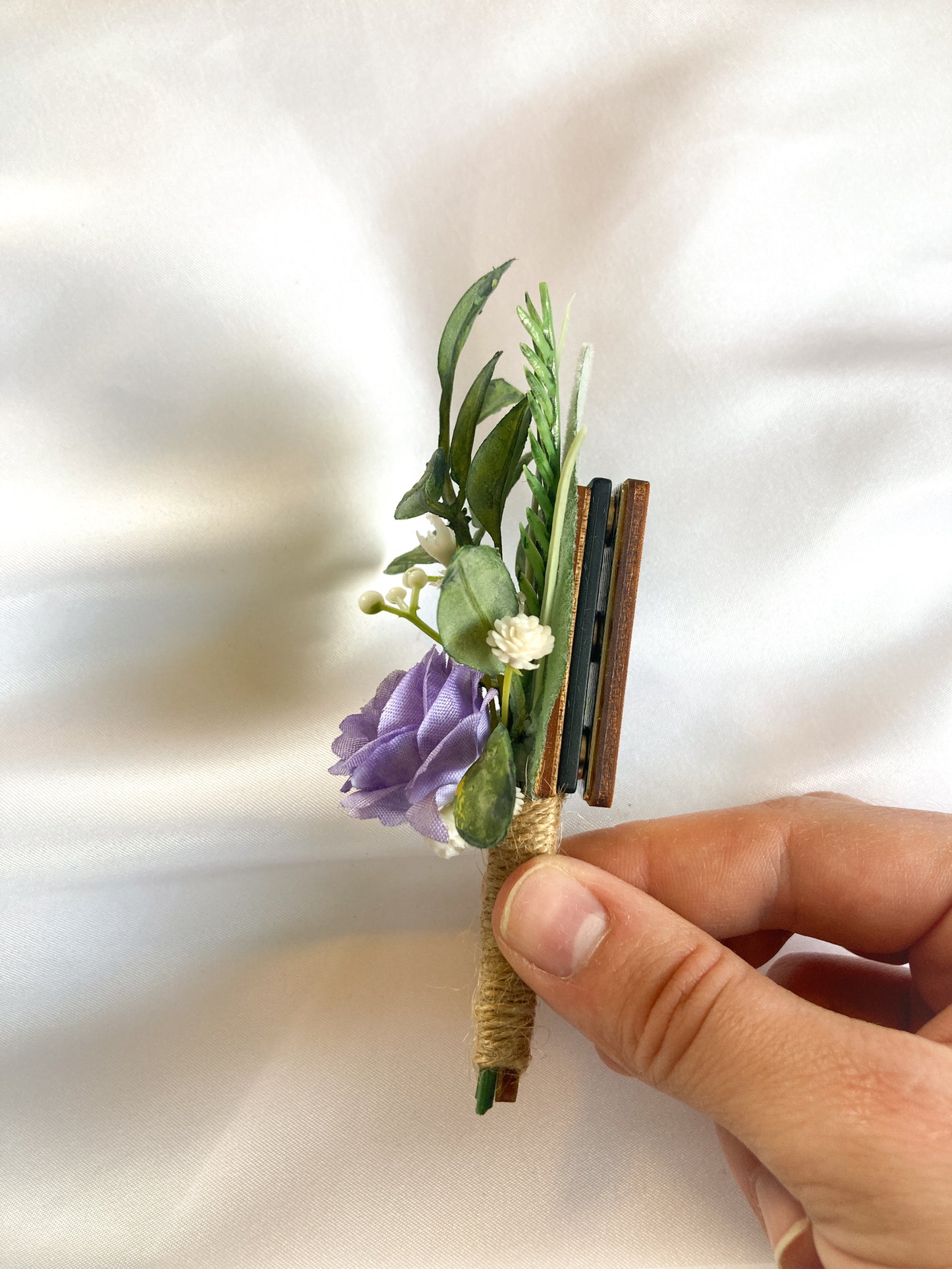 Purple Rose Magnetic Clip-On Boutonniere