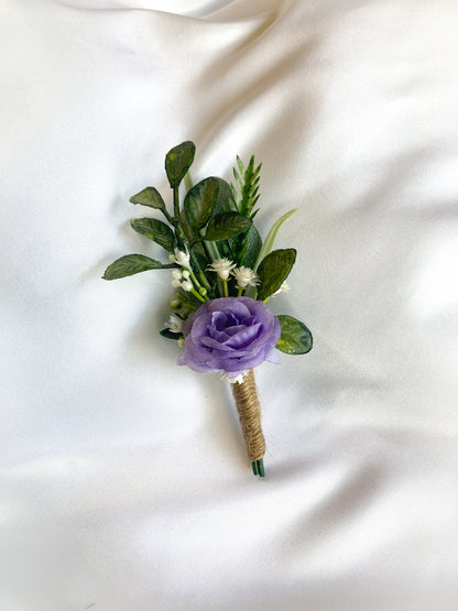 Purple Rose Magnetic Clip-On Boutonniere