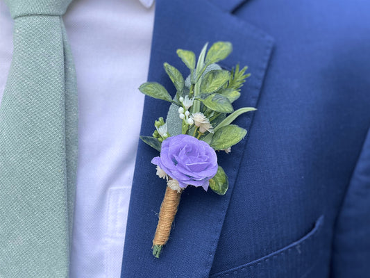 Purple Rose Magnetic Clip-On Boutonniere