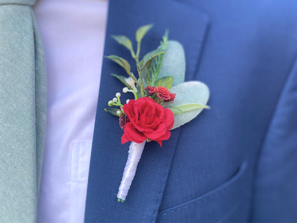 Classic Red Rose Magnetic Clip-On Boutonniere