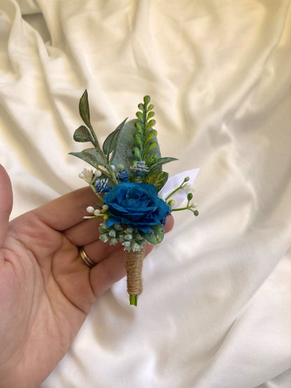 Indigo Blue Rose Magnetic Clip-On Boutonniere