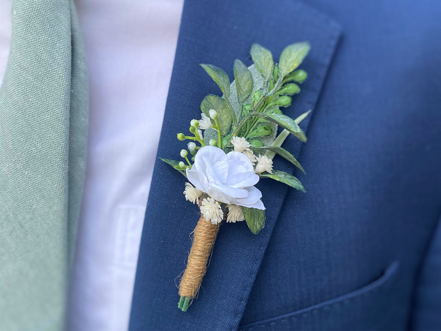 White Rose Magnetic Clip-On Boutonniere